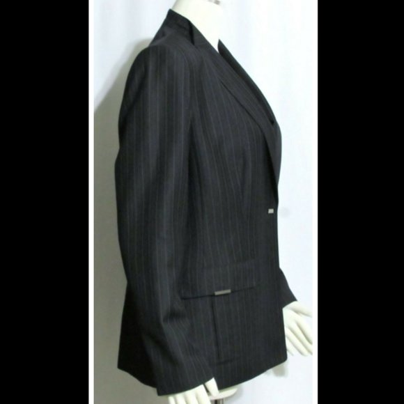 New KASPER Black & Brown Pinstripe Blazer Jacket10 - Picture 4 of 5